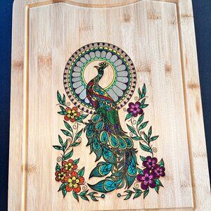 Bamboo Peacock Cutting Board
